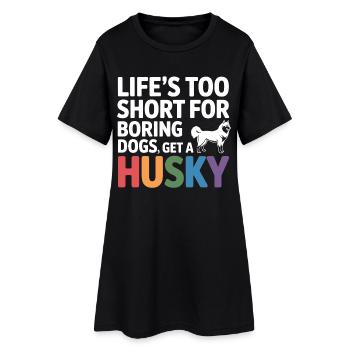Chemise Husky drôle pour chien - Robe T-shirt Femme - noir - Devant