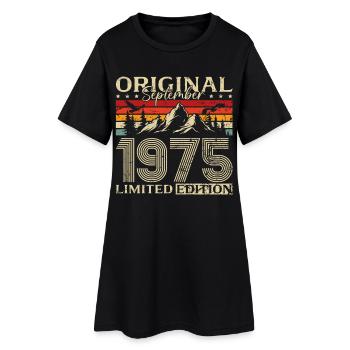 50ème Anniversaire Millésime Septembre Millésime 1975 - Robe T-shirt Femme - noir - Devant