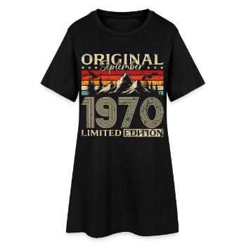 55ème Anniversaire Vintage Septembre Millésime 1970 - Robe T-shirt Femme - noir - Devant