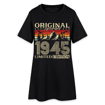 80ème Anniversaire Millésime Septembre Millésime 1945 - Robe T-shirt Femme - noir - Devant