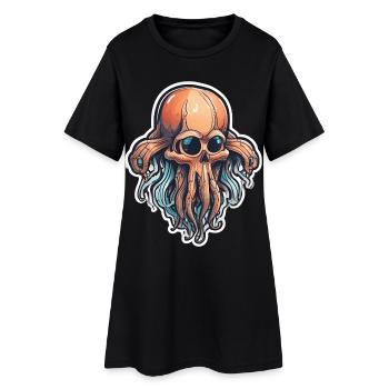 Crâne de Calmar Écologique - Robe T-shirt Femme - noir - Devant