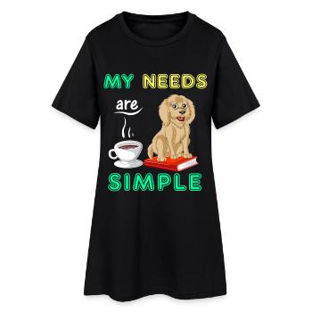 Livres, café et Golden Doodle Vibes - Robe T-shirt Femme - noir - Devant
