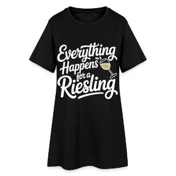 Wein Weintrinker Everything Happens For A Riesling - Frauen T-Shirt-Kleid - Schwarz - Vorne