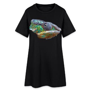 Illustration caméléon coloré - Robe T-shirt Femme - noir - Devant
