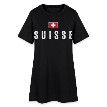 Drapeau de la Suisse, fierté suisse - Robe T-shirt Femme - noir - Devant