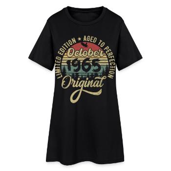 Octobre 1965 Anniversaire Octobre 1965 Octobre - Robe T-shirt Femme - noir - Devant