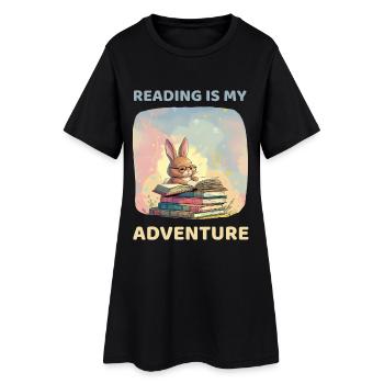 Lecture du motif du lapin sur les vêtements - Robe T-shirt Femme - noir - Devant