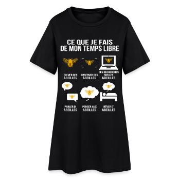 Ce que je fais de mon temps libre Passion abeilles - Robe T-shirt Femme - noir - Devant