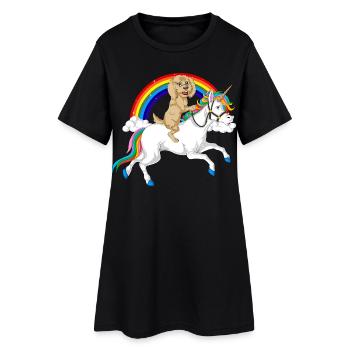 Griffonnage doré - Robe T-shirt Femme - noir - Devant