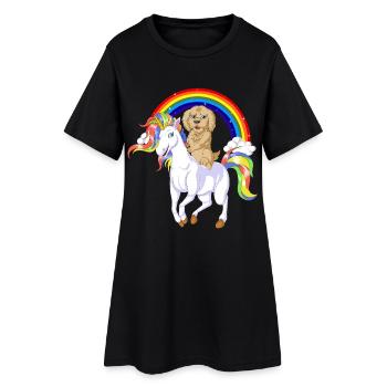GoldenDoodle chevauchant une licorne - Robe T-shirt Femme - noir - Devant