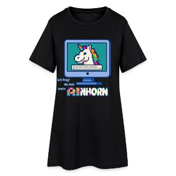 AInhorn aka Einhorn, KI und Pixel Art Humor - Frauen T-Shirt-Kleid - Schwarz - Vorne