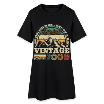 18 Year Old 2008 Vintage Retro Birthday - Women’s T-Shirt Dress - black - Front