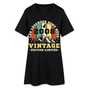 18 Year Old 2008 Vintage Retro Birthday - Women’s T-Shirt Dress - black - Front
