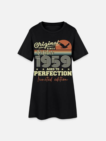 1959 Oktober 1959 Geburtstag Oktober 1959 - Frauen T-Shirt-Kleid - Schwarz