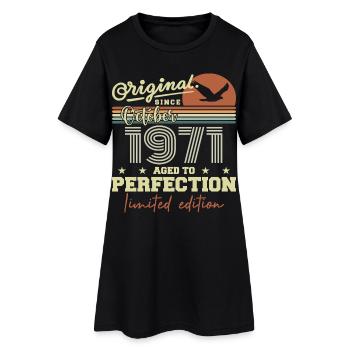 1971 Octobre 1971 anniversaire octobre 1971 - Robe T-shirt Femme - noir - Devant