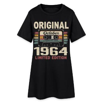Né en Octobre 1964 | Cadeau Vintage Octobre 1964 - Robe T-shirt Femme - noir - Devant