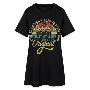 Octobre 1991 Anniversaire Octobre 1991 Octobre - Robe T-shirt Femme - noir - Devant