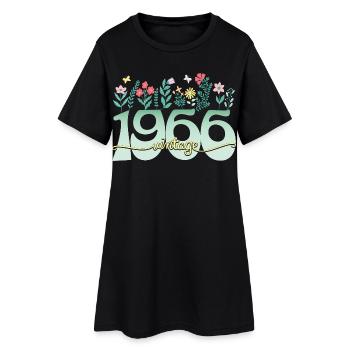 1966 Flowers 60 Years Anniversary Woman - Women’s T-Shirt Dress - black - Front