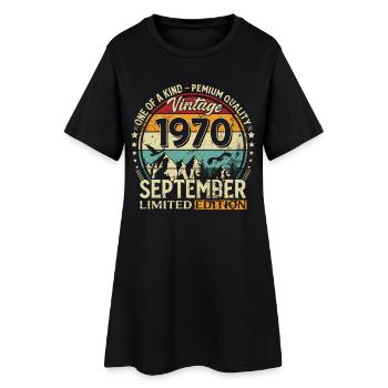 55e anniversaire Millésime Septembre Année 1970 - Robe T-shirt Femme - noir - Devant