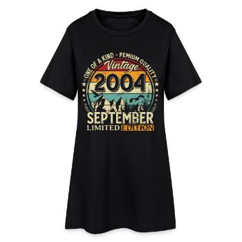 21. Geburtstag Vintage September Jahrgang 2004  - Frauen T-Shirt-Kleid - Schwarz - Vorne