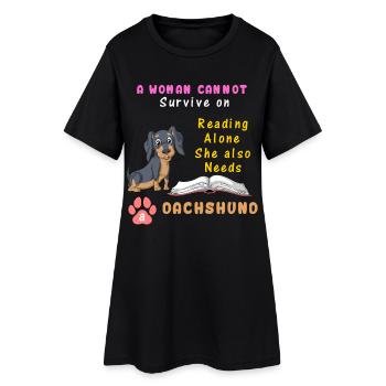 Dackel - Frauen T-Shirt-Kleid - Schwarz - Vorne