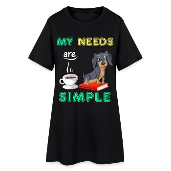 Livres café et teckel drôle chien amoureux Design - Robe T-shirt Femme - noir - Devant
