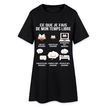 Ce que je fais de mon temps libre Bouquins Addict - Robe T-shirt Femme - noir - Devant