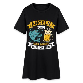 Bientôt papa PÊCHE ET BIÈRE C’EST POURQUOI JE SUIS LÀ Drôle - Robe T-shirt Femme - noir - Devant