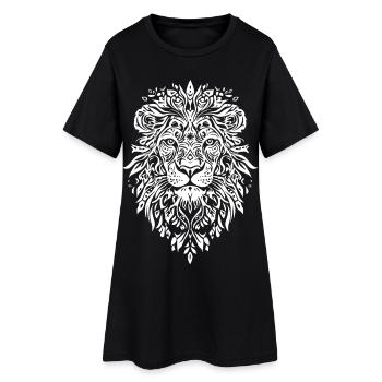 Lion Mandala Visage Tête de Lion Tribal - Robe T-shirt Femme - noir - Devant
