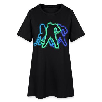 Eishockey Silhouette Jungen Eishockeyspieler - Frauen T-Shirt-Kleid - Schwarz - Vorne