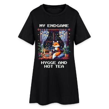 Fin de partie : Hygge et thé chaud - Robe T-shirt Femme - noir - Devant