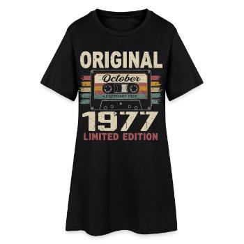 Born in October 1977 | Vintage Gift October 1977 - Women’s T-Shirt Dress - black - Front