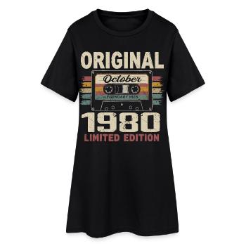 Né en Octobre 1980 | Cadeau Vintage Octobre 1980 - Robe T-shirt Femme - noir - Devant