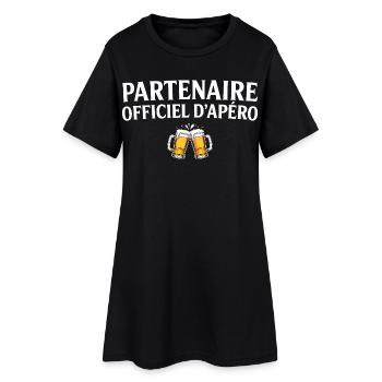 Duo Partenaire Officiel Apéro Couple Humour Apéro - Robe T-shirt Femme - noir - Devant