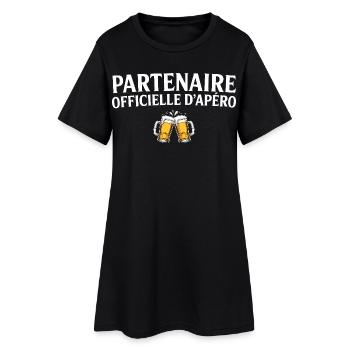 Partenaire Officielle Apéro Couple Humour Apéro - Robe T-shirt Femme - noir - Devant