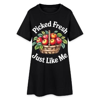 Humour Femme Cueillette De Pommes - Robe T-shirt Femme - noir - Devant