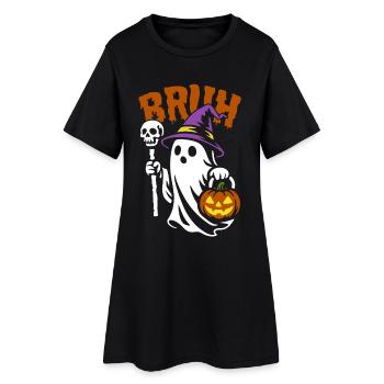 Ghost Broth, Halloween Party Costume - Pumpkin - Women’s T-Shirt Dress - black - Front