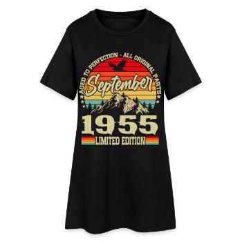 Septembre 1955 Vintage Vintage Rétro Anniversaire - Robe T-shirt Femme - noir - Devant