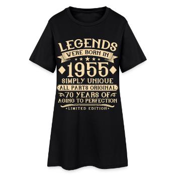 70e anniversaire de naissance : 1955 - 70 ans - Robe T-shirt Femme - noir - Devant