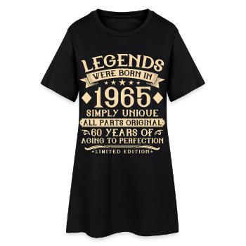 60e anniversaire de naissance : 1965 - 60 ans - Robe T-shirt Femme - noir - Devant