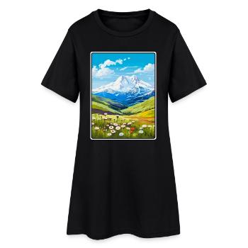 Mount Elbrus Russland Reiseplakat Stadtbild WPA - Frauen T-Shirt-Kleid - Schwarz - Vorne