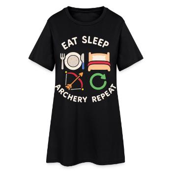 Manger dormir Tir à l’arc répéter Arc drôle - Robe T-shirt Femme - noir - Devant