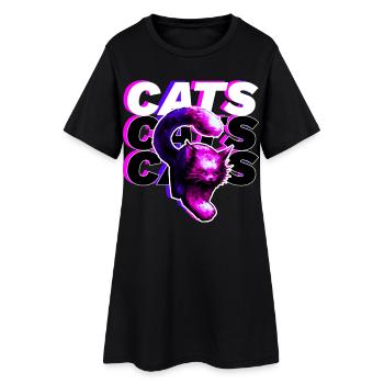 CHATS, CHATS, CHATS · Grand chat coloré - Robe T-shirt Femme - noir - Devant