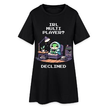 IRL-Multiplayer: abgelehnt | Introvertiert Humor - Frauen T-Shirt-Kleid - Schwarz - Vorne
