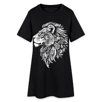 Tête de lion puissante avec une dynamique florale - Robe T-shirt Femme - noir - Devant