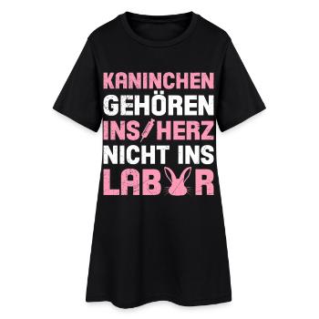 LES LAPINS APPARTIENNENT AU CŒUR, PAS AU LABORATOIRE - Robe T-shirt Femme - noir - Devant