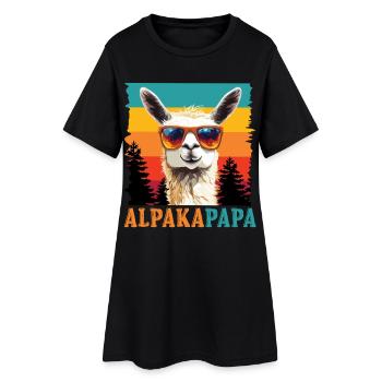 Fathers ALPACA PAPA Retro Llama Funny - Women’s T-Shirt Dress - black - Front