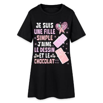 Je Suis Une Fille Simple Dessin et Chocolat - Robe T-shirt Femme - noir - Devant