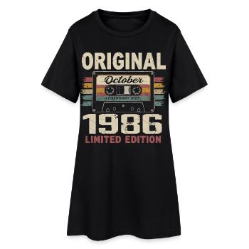 Né en Octobre 1986 | Cadeau Vintage Octobre 1986 - Robe T-shirt Femme - noir - Devant
