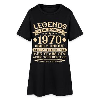 55e anniversaire né en 1970 - 55 ans - Robe T-shirt Femme - noir - Devant